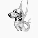 dachshund dog dragon  tattoo design idea
