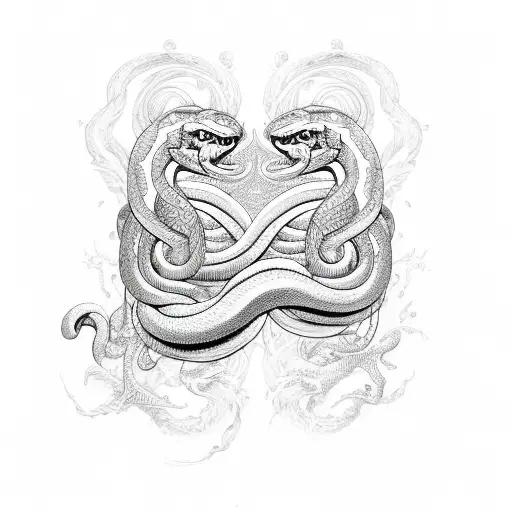 gemini twin snakes tattoo design idea