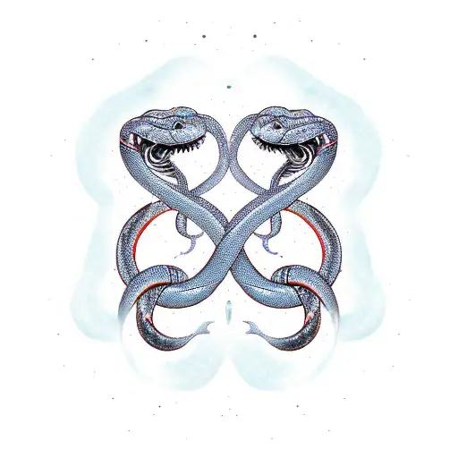 gemini twin snakes tattoo design idea