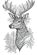 deer head with trees tattoo design idea