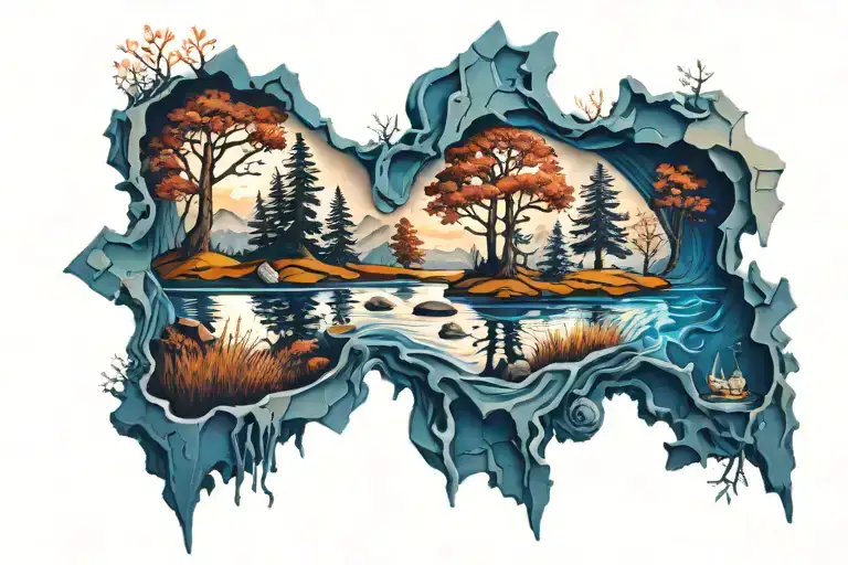 Nature scene tattoo design idea