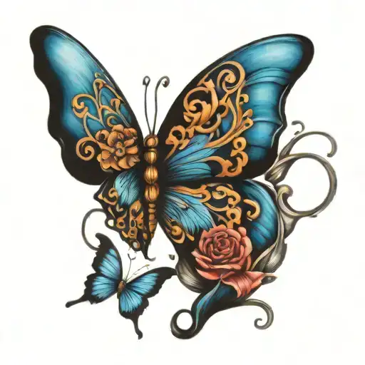 infinity blue butterfly tattoo design idea