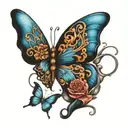 infinity blue butterfly tattoo design idea