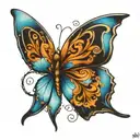 infinity blue butterfly tattoo design idea