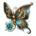 infinity blue butterfly tattoo design idea