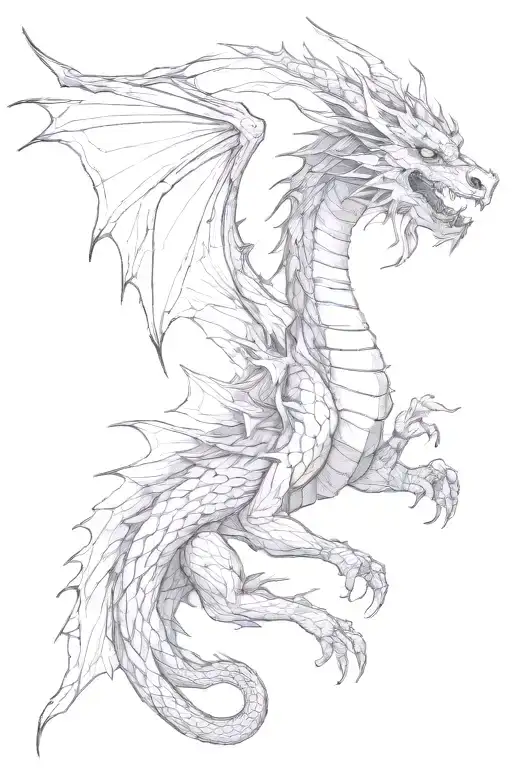 The lower long thin dragon tattoo design idea