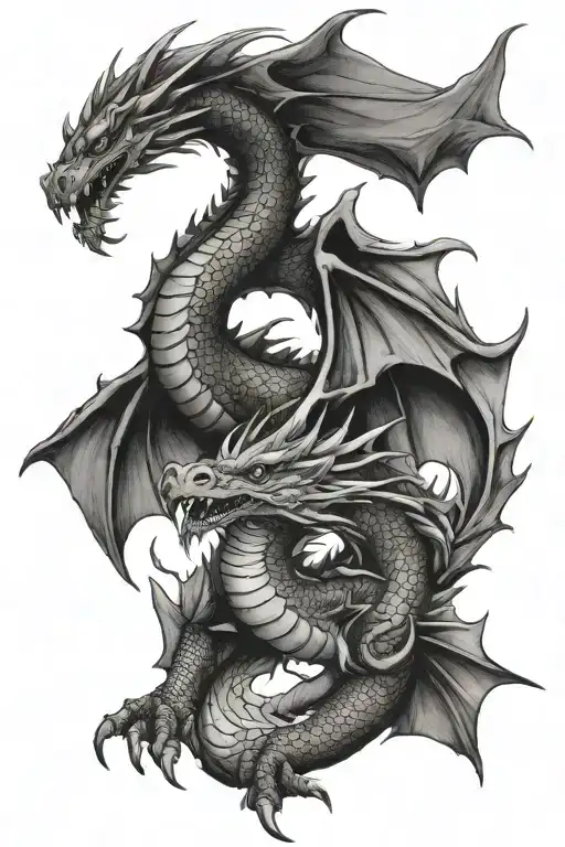 dragon flying tattoo design idea
