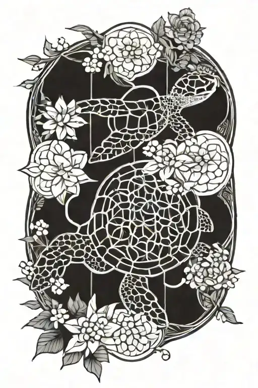 Flower of life and Sea Turtle seen tattoo design idea