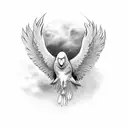 Griffin flying in sky tattoo design idea