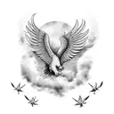 Griffin flying in sky tattoo design idea