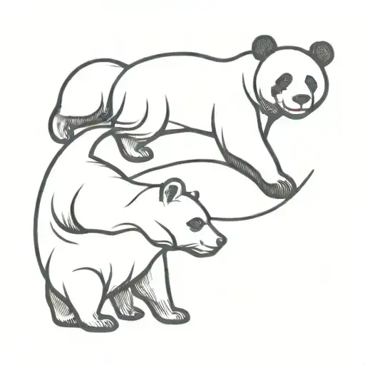 yin yang panda and grizzly bear cubs tattoo design idea