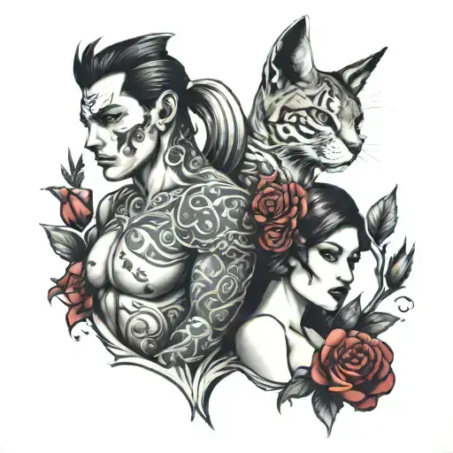 husband and wife  tattoo design idea