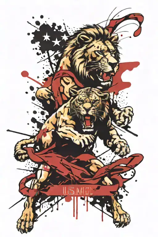 USMC, LION, USA WRESTLING tattoo design idea
