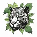 black panther surrounded by weed leaf   tattoo design idea