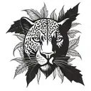 black panther surrounded by weed leaf   tattoo design idea