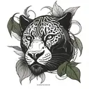 black panther surrounded by weed leaf   tattoo design idea