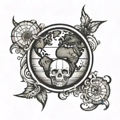 I am the saddest person on this planet earth globe tattoo design idea