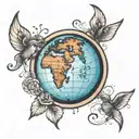 I am the saddest person on this planet earth globe tattoo design idea