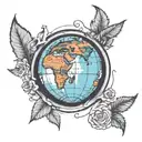 I am the saddest person on this planet earth globe tattoo design idea