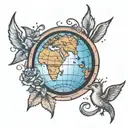 I am the saddest person on this planet earth globe tattoo design idea