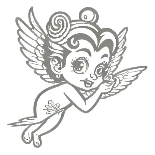 betty boop with wing  tattoo design idea