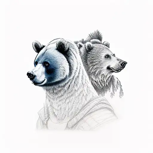 bear and cardinal bird on shoulder tattoo design idea