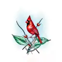 red cardinal bird on bear shoulder tattoo design idea