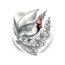 red cardinal bird on bear shoulder tattoo design idea