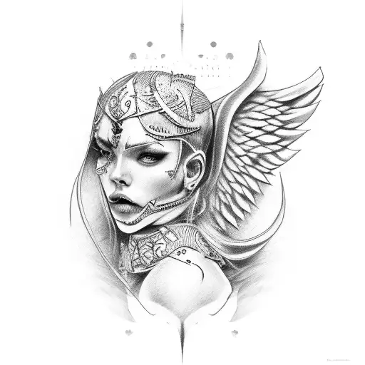 Angel warrior  tattoo design idea