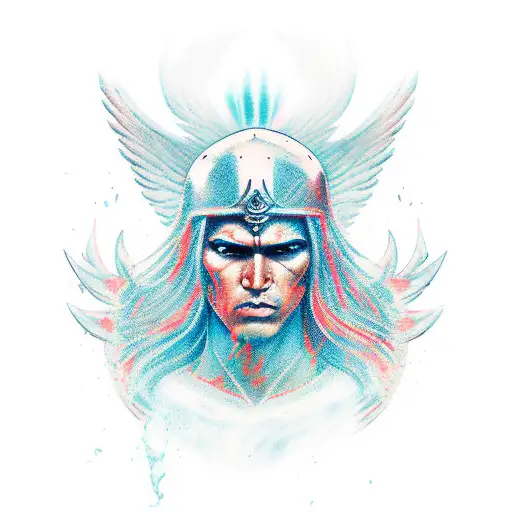 angel men warrior tattoo design idea