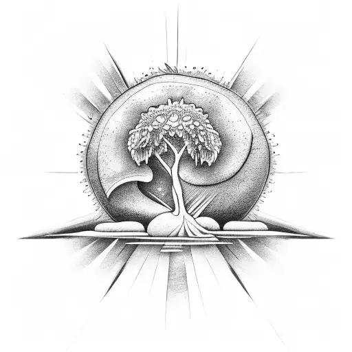 Yin and Yang add 1 coconut tree tattoo design idea