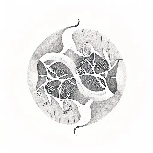 Yin and Yang add 1 coconut tree and 1 Guava tree tattoo design idea