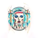 model in shower tattoo design idea