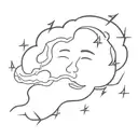 sleeping face with clouds and lightning bolts tattoo design idea