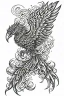 a phoenix that soars upward in tongues of flame like wings tattoo design idea