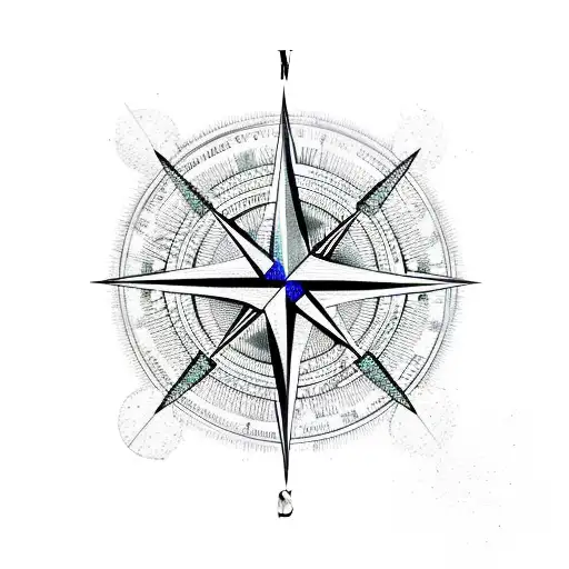 compass with grey fox tattoo design idea