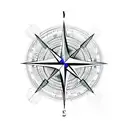 compass with grey fox tattoo design idea