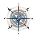 compass with grey fox tattoo design idea