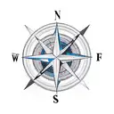 compass with grey fox tattoo design idea