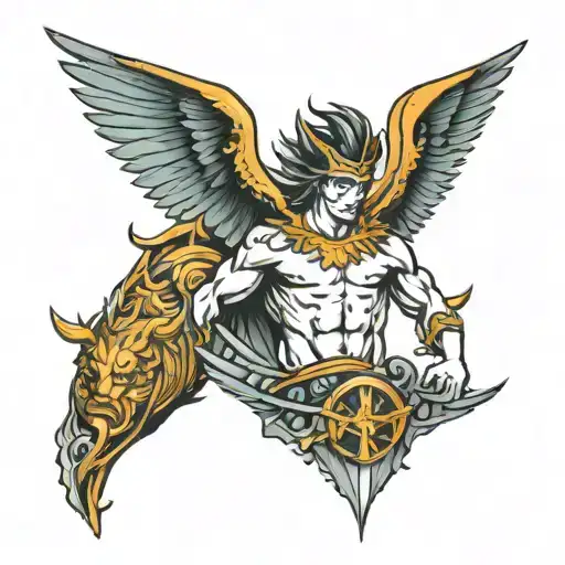 mythical god Hermes sleeve tattoo design tattoo design idea