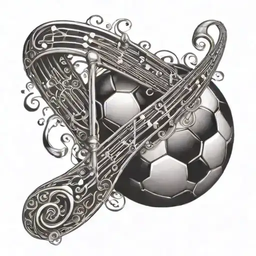 A stylish music note intertwined with a football, representing your love for both music and football tattoo design idea