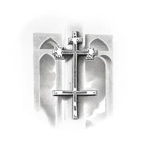 do a quote from the Bible in Latin with a cross from the Catholic Church  tattoo design idea