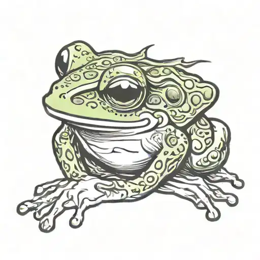 Frog with a blunt sitting tattoo design idea