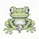 Frog with a blunt sitting tattoo design idea