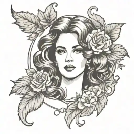 Lana del rey William morris art nouveau style born to die  tattoo design idea