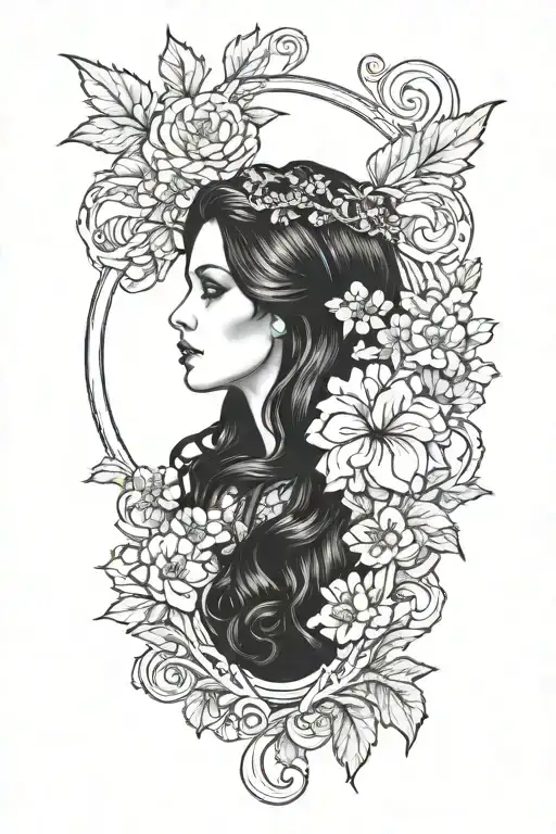 Lana del rey William morris art nouveau style born to die tattoo design idea