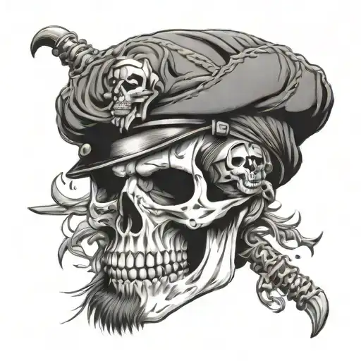 skull in a beret, call sign magnum tattoo design idea