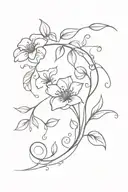light with flower coming from top, with floral vines going down  tattoo design idea
