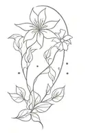 light with flower coming from top, with floral vines going down  tattoo design idea