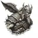Viking warrior wielding tattoo design idea